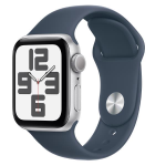 Apple Watch SE (GPS) - 2ª generazione - 40 mm - alluminio argento - smartwatch con fascia sportiva - fluoroelastomero - blu mareggiata - dimensione della fascia: S/M - 32 GB - Wi-Fi, Bluetooth - 26.4 g
